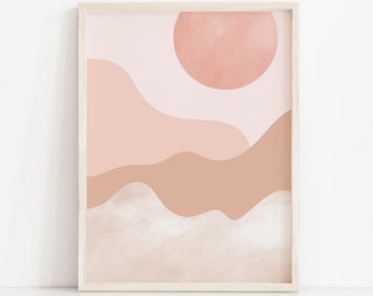 Stampa artistica astratta del tramonto nel deserto: Boho Mid Century Modern (download digitale)