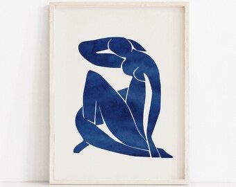 Grabado de Henri Matisse, desnudo azul, recorte abstracto de mujer, arte moderno de mediados de siglo (descarga digital)