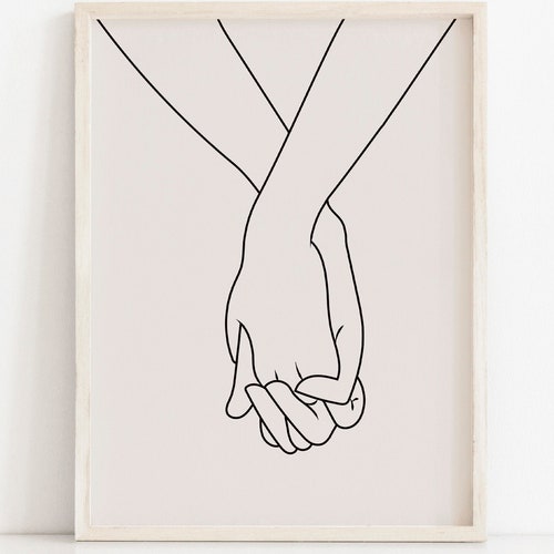 Couple Hands Printable Art Lovers Hands Line Art Neutral Etsy