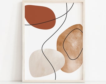 Mid Century Modern Art Print: Geometric Earth Tones (Digital Download)