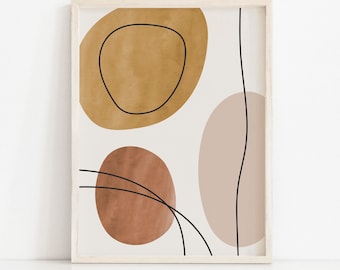 Mid Century Modern Art Print: Abstract Geometric Earth Tones (Digital Download)