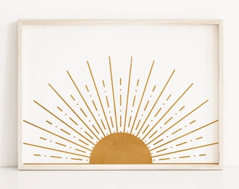 Mid Century Modern Sun Art Print: Boho Nursery Decor (Digital Download)