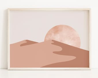 Abstract Sunset Desert Dunes Art Print: Boho Minimalist Landscape (Digital Download)