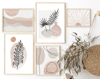 Conjunto de arte mural abstracto: impresiones de paisajes botánicos (descarga digital)