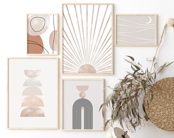 Mid Century Modern Gallery Wall Art Set: Abstract Geometric Prints (Digital Download)