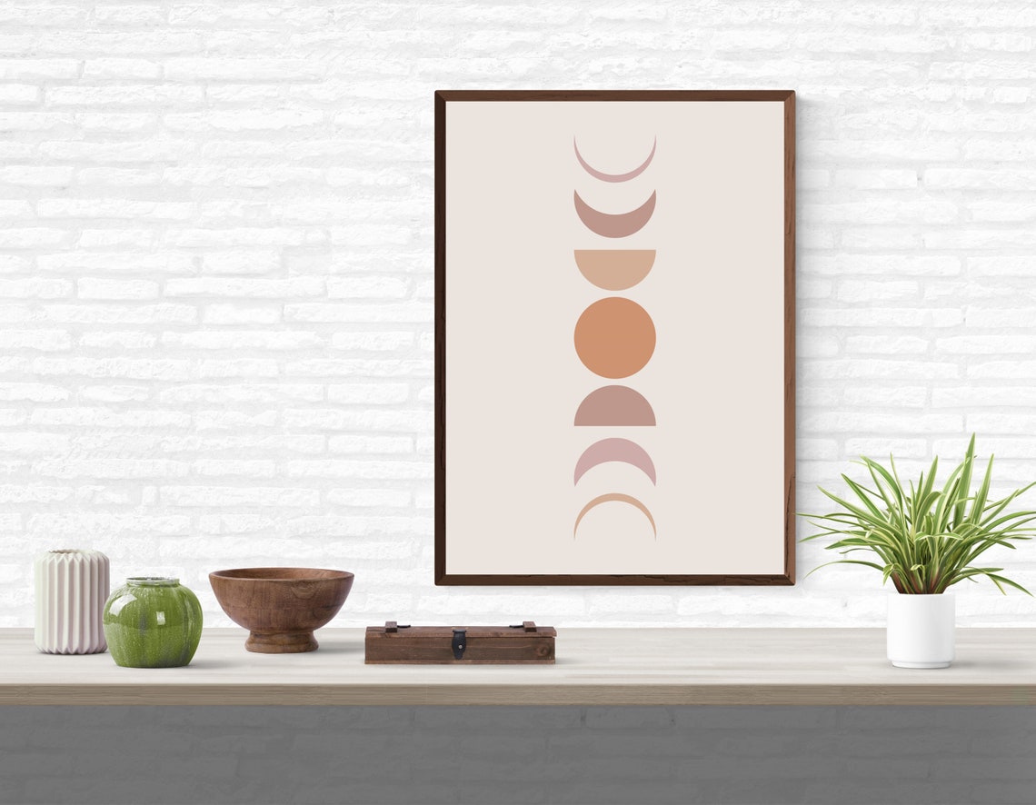 Moon Phases Art Print Boho Decor La Luna Mid Century Modern | Etsy