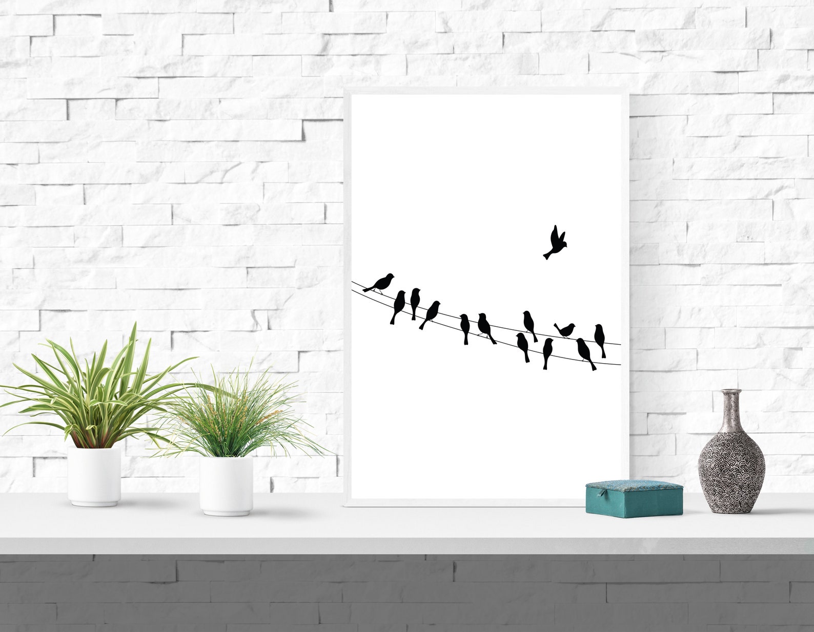Birds on Wire Art Print Birds Wall Art Birds on Wire Etsy