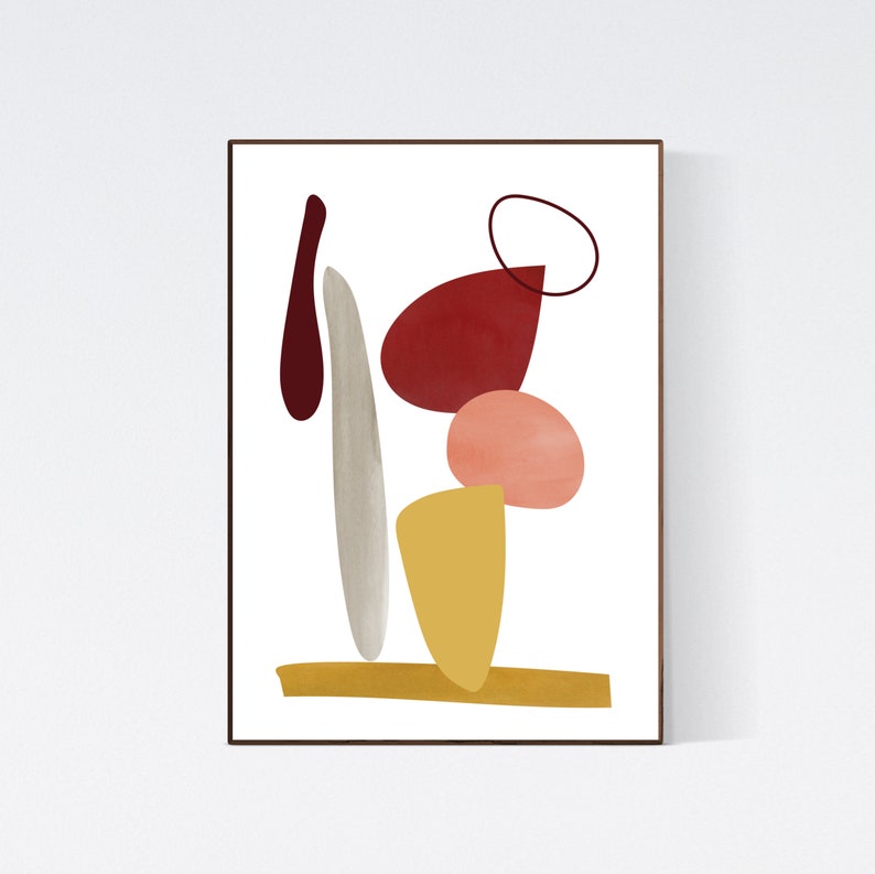 Abstract Printable Wall Art Set of 3 Mid Century Modern Art Etsy