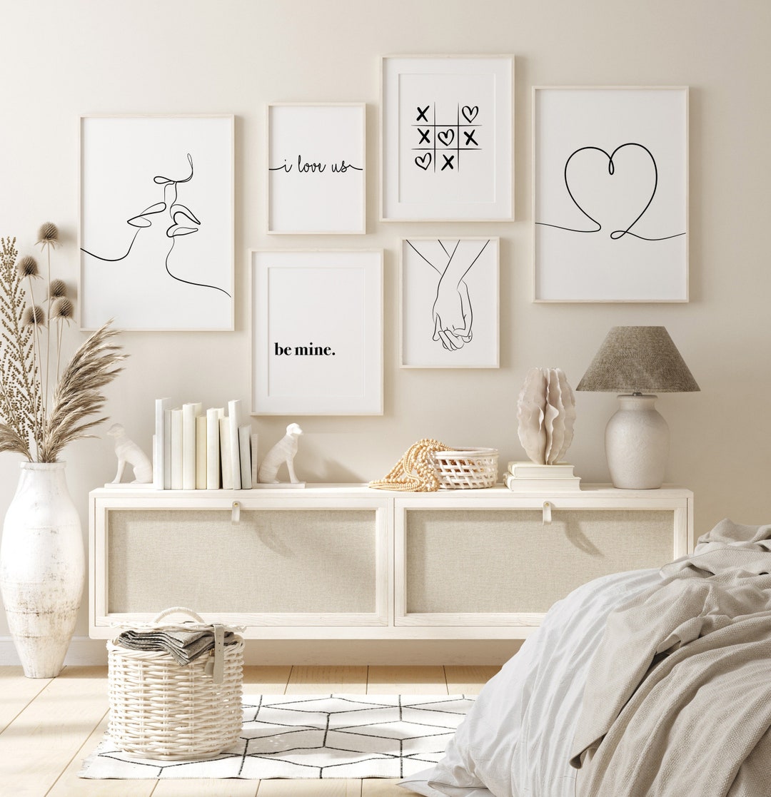 Valentine's Day Gallery Wall Art: Minimalist Black & White Prints