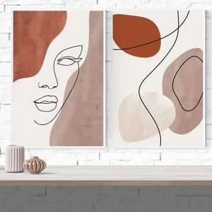 Line Art Woman Printable Wall Decor Set of 2 Prints, Line Art Face ...