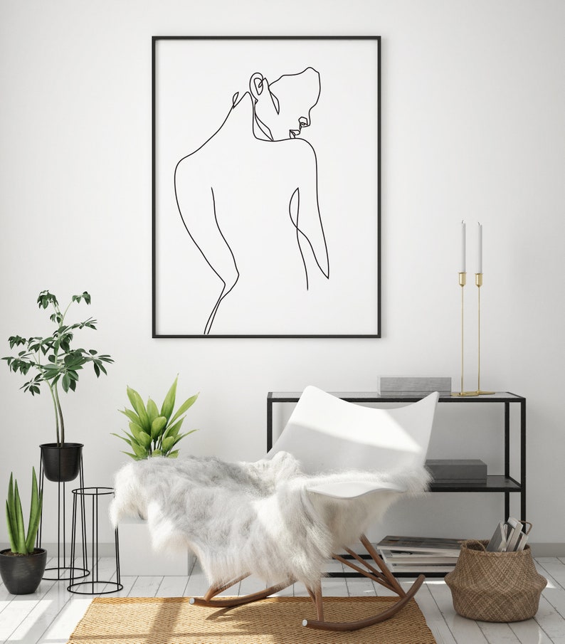 Line Art Woman Printable Wall Decor Line Art Body Boho Wall Etsy