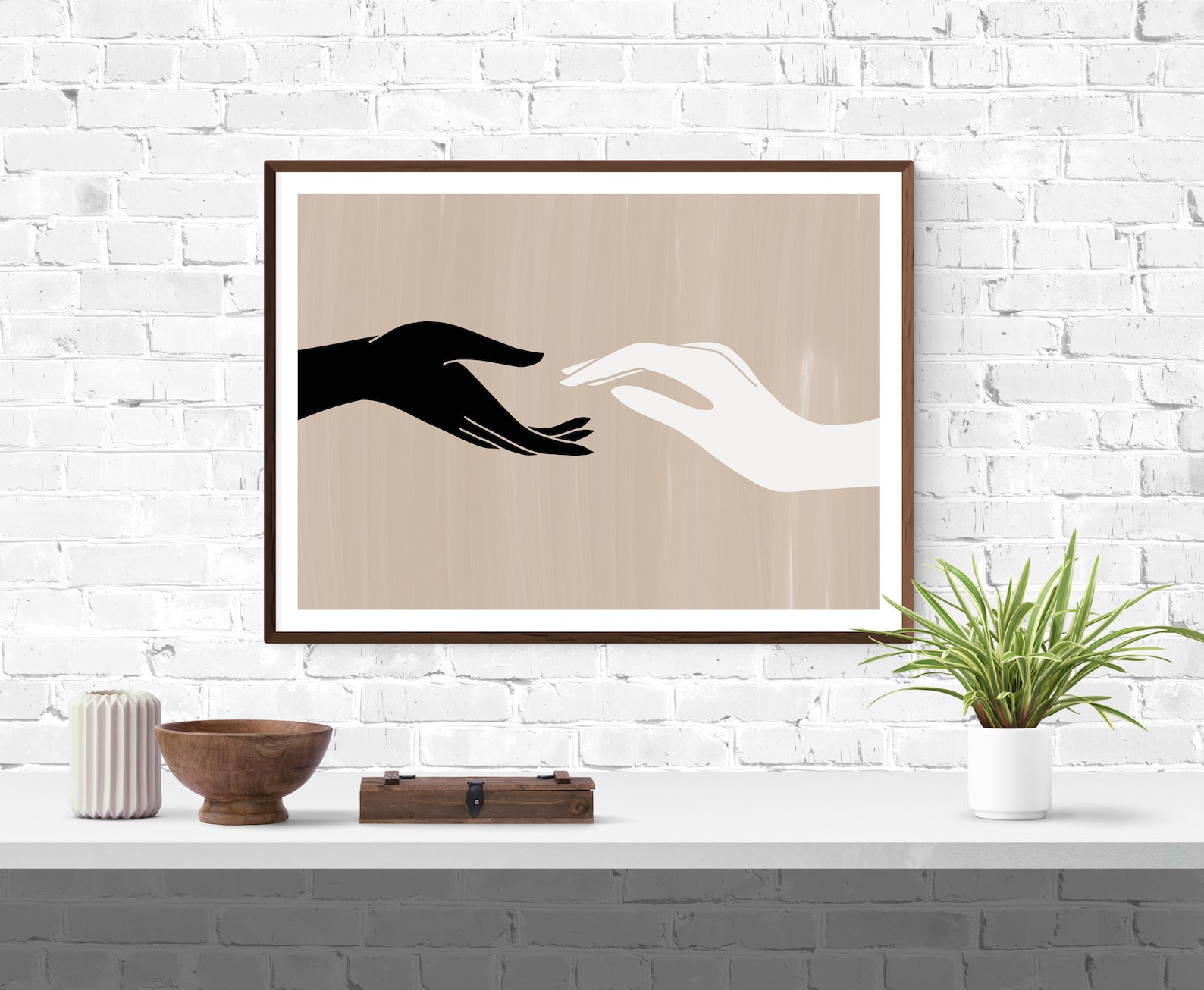 Reaching Hands Black & White Couple Printable Art Interracial - Etsy