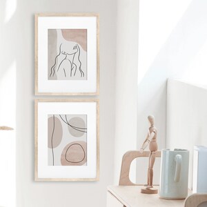 Line Art Woman Printable Wall Decor Set of 2 Prints, Line Art Face Nude ...