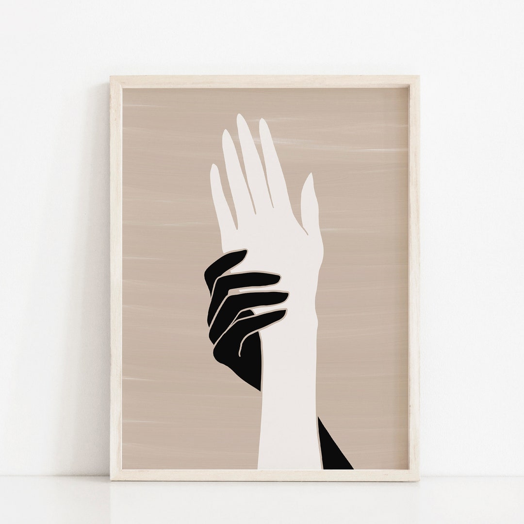 Holding Hands Black & White Couple Printable Art Interracial - Etsy