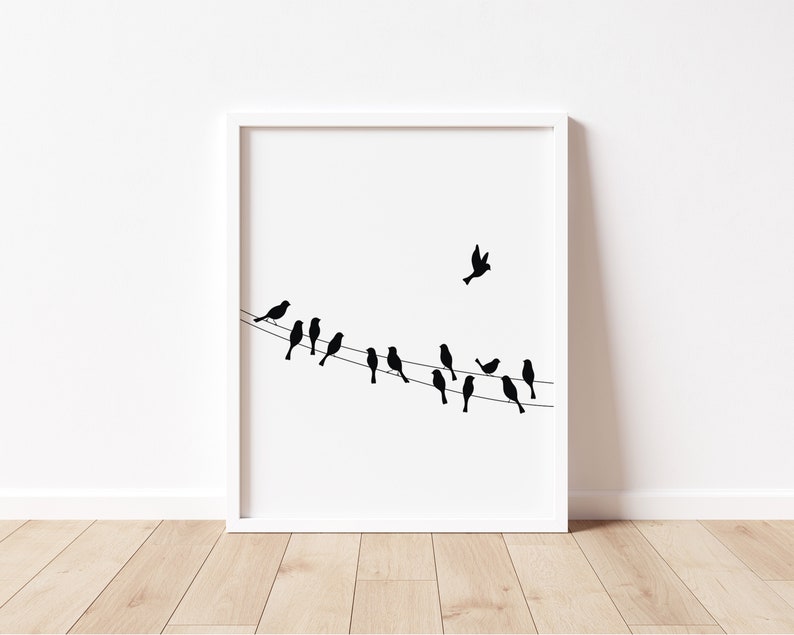 Birds on Wire Art Print Birds Wall Art Birds on Wire Etsy