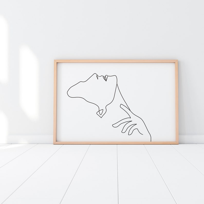 Line Art Woman Printable Wall Decor Line Art Face Boho Wall Etsy
