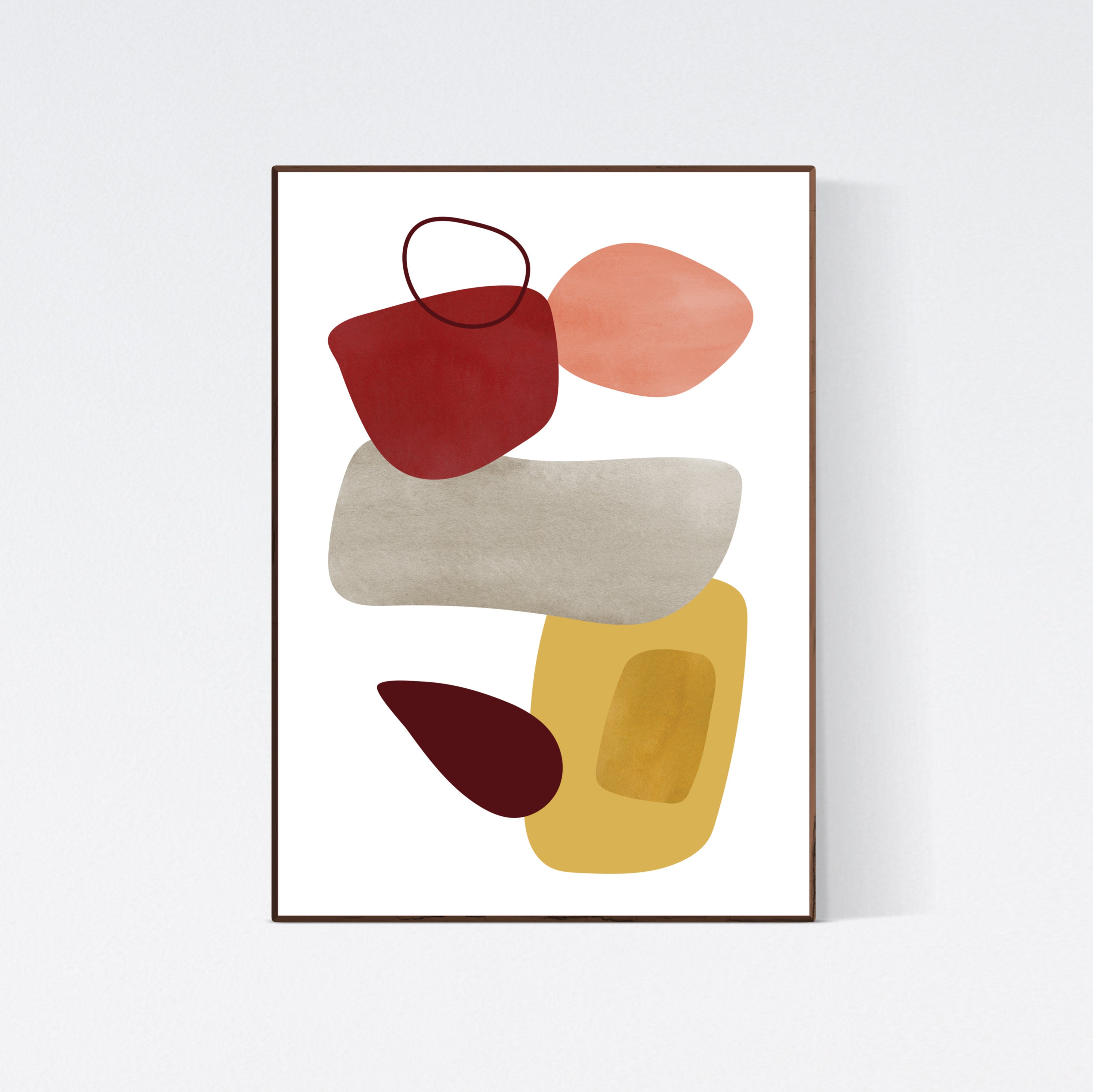 Mid Century Modern Art Set of 2 Abstract Printable Wall Art Etsy