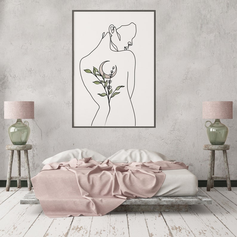 Line Art Woman Printable Wall Decor Line Art Body Boho Wall Etsy