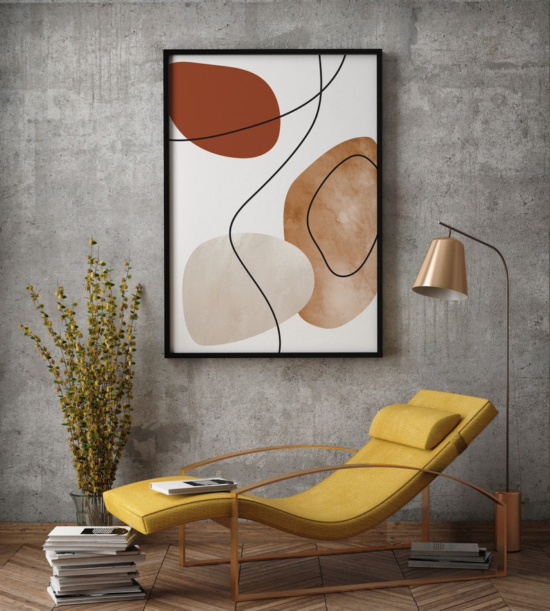 Mid Century Modern Printable Art Geometric Circles and Lines - Etsy