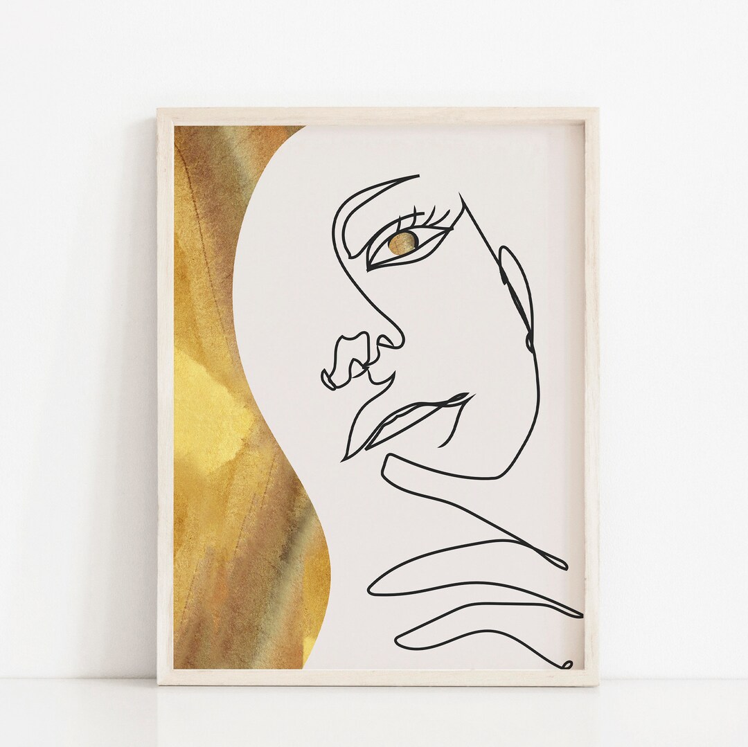 Abstract Woman Face Line Art Print, Female Face Line Drawing Poster ...