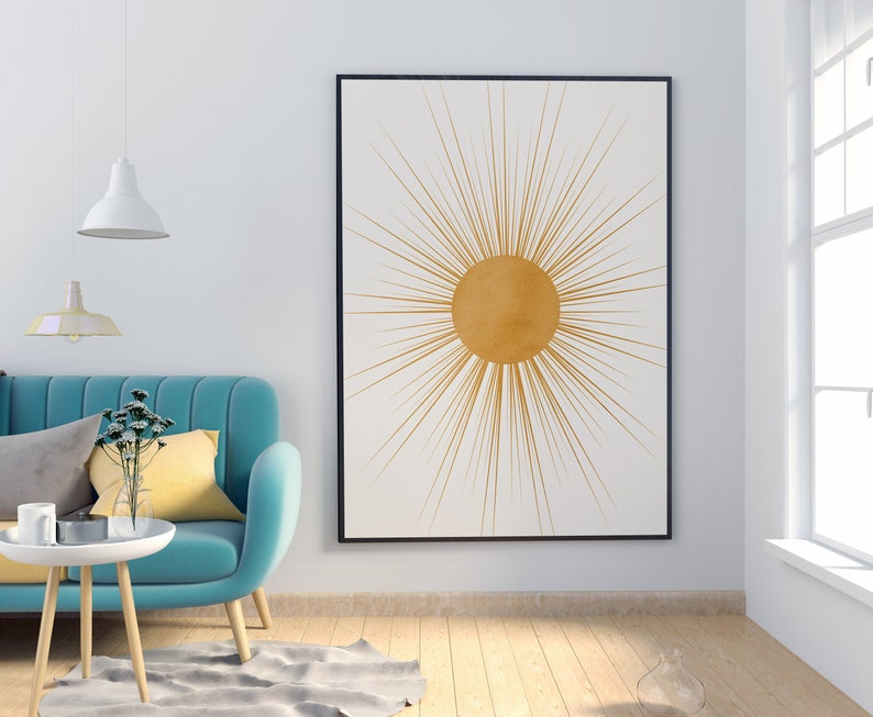 Sun Mid Century Modern Printable Art Wall Decor Sunburst Etsy Canada