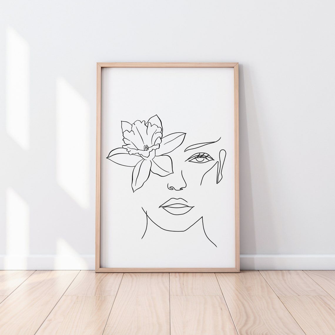 Line Art Woman Flower Eye Printable Wall Decor Minimalist Etsy