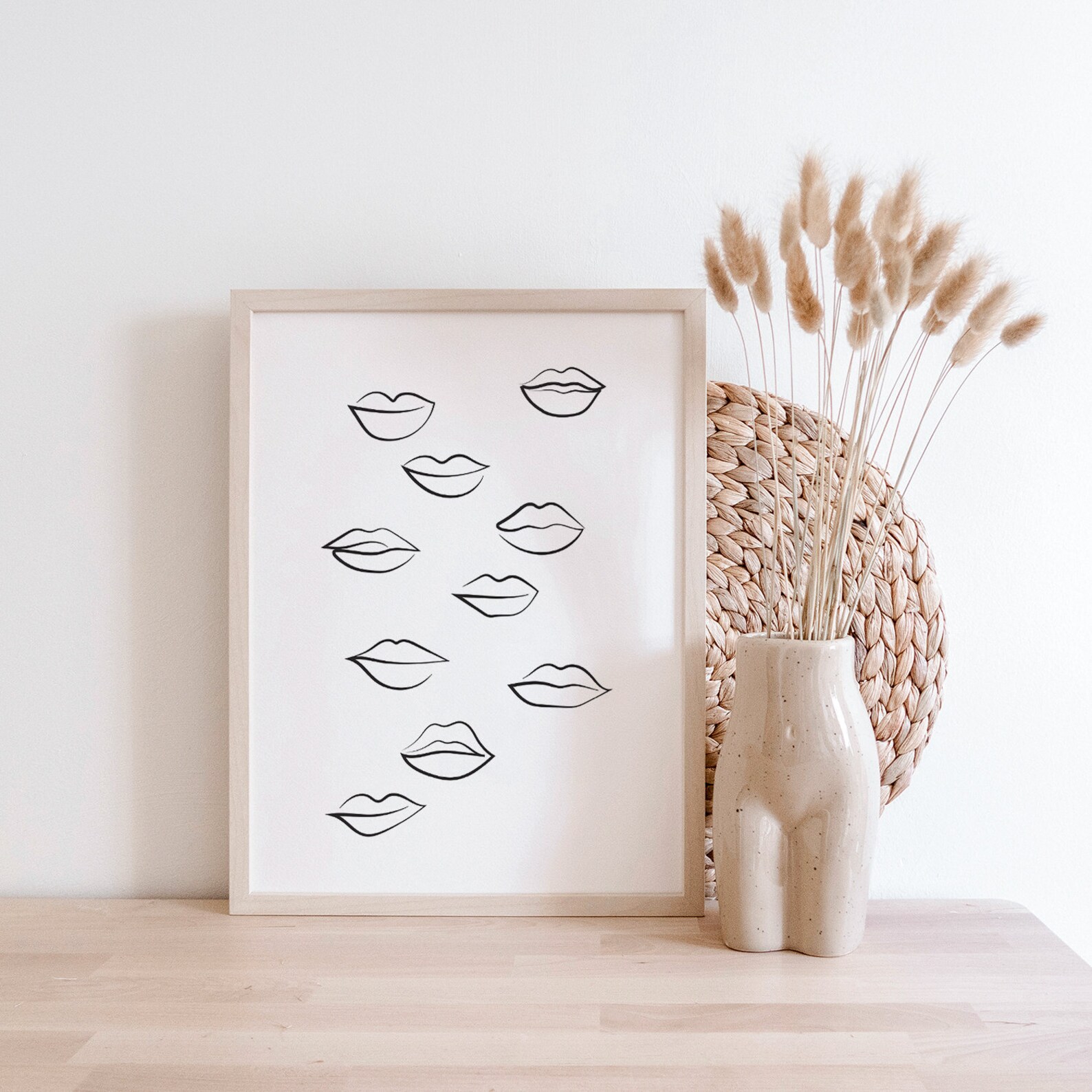 Lips Line Art Printable Wall Decor Lips Print Abstract Lips Etsy UK
