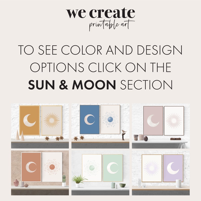 Sun and Moon Art Print Wall Decor Set of 2 Mid Century Modern Etsy