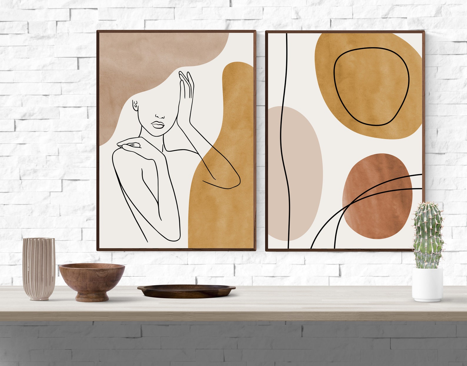 Line Art Woman Printable Wall Decor Set of 2 Prints, Line Art Face ...