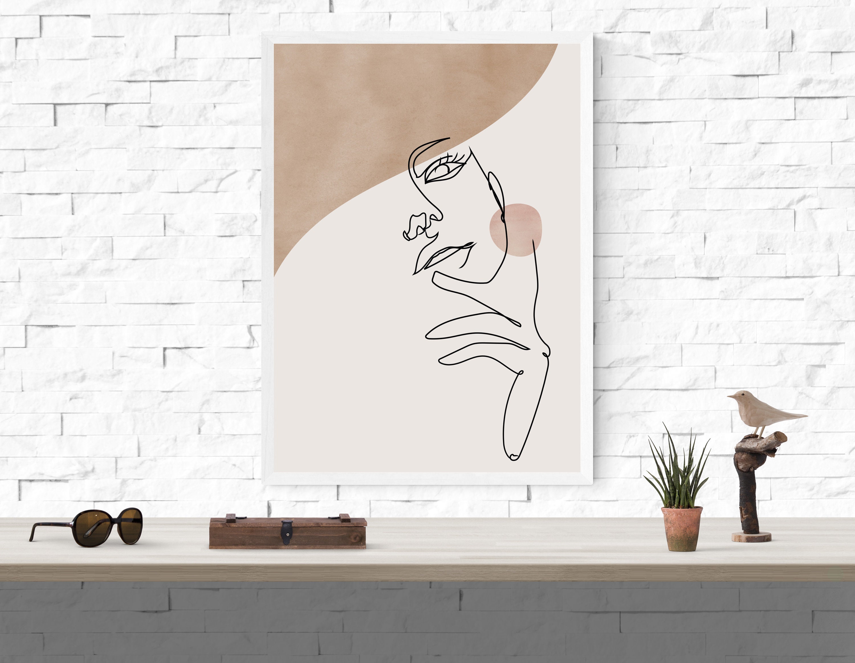 Abstract Woman Face Line Art Print: Minimalist Boho Decor (digital ...