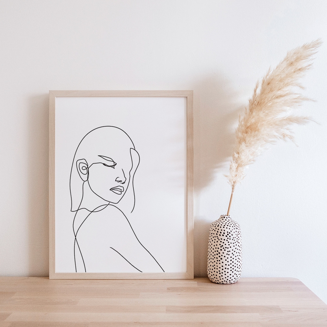 Minimalist Line Art Woman Face Print: Boho Wall Decor (digital Download ...