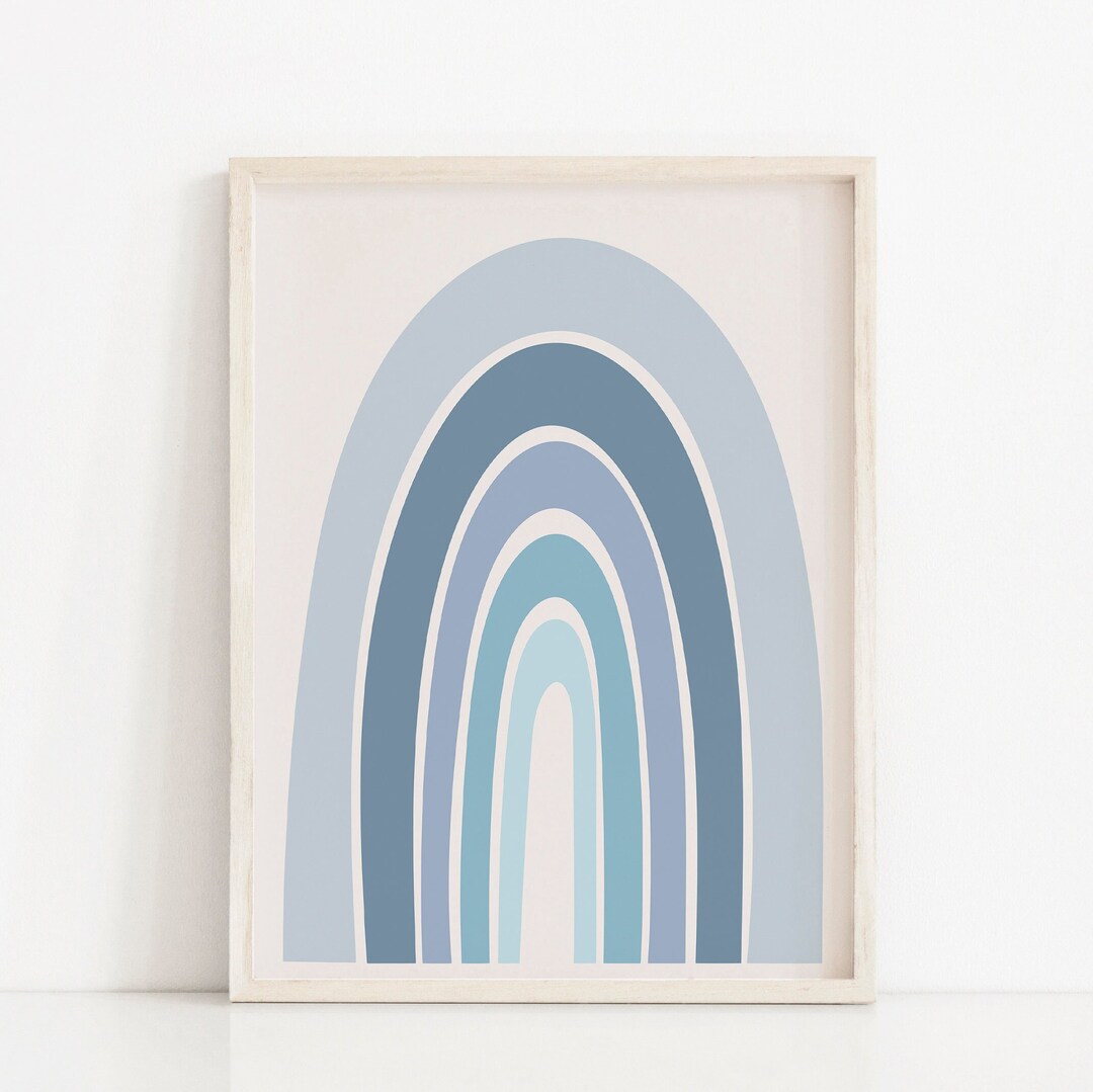 Abstract Rainbow Art Print Nursery Decor, Blue Rainbow Gender Neutral ...