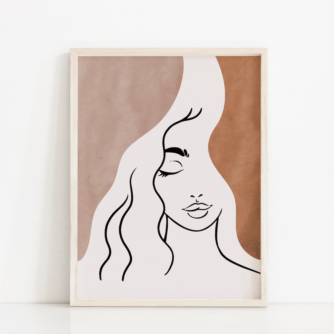 Impresión artística de rostro femenino: Decoración bohemia minimalista  (descarga digital) - Etsy México, image size:1080x1079