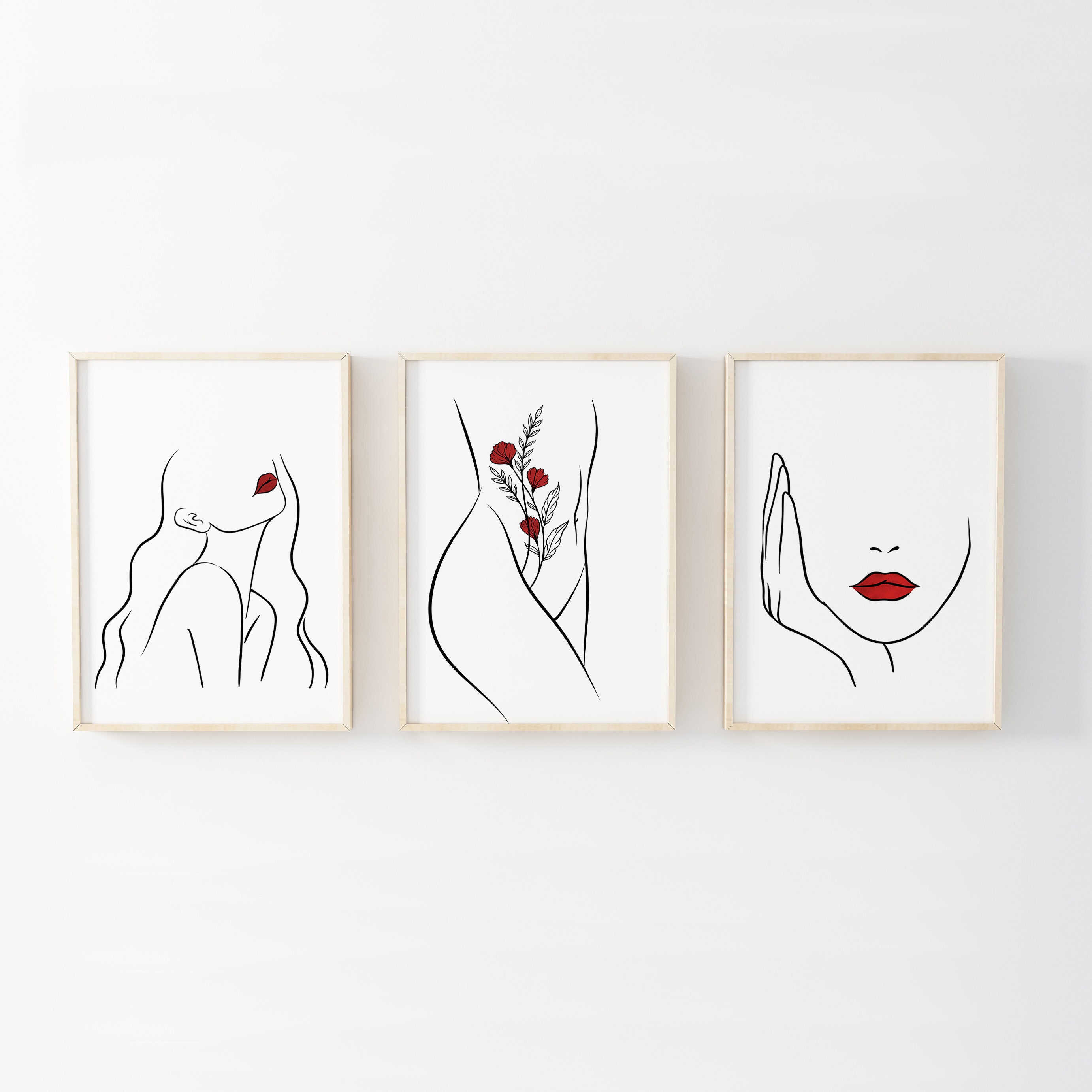 Female Body Line Art Digital Print Wall Decor!