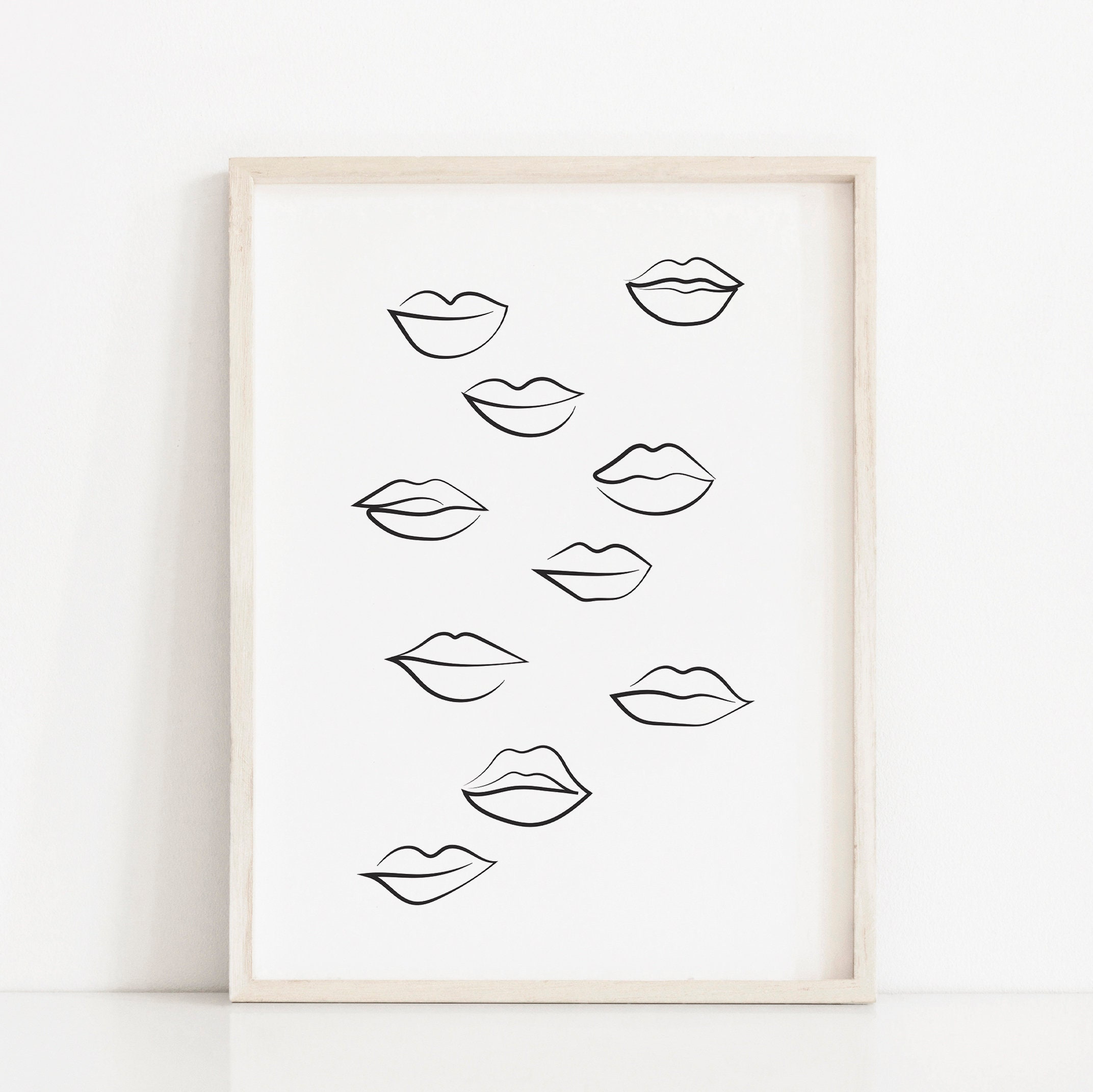 Lips Line Art Printable Wall Decor Lips Print Abstract Lips Etsy UK