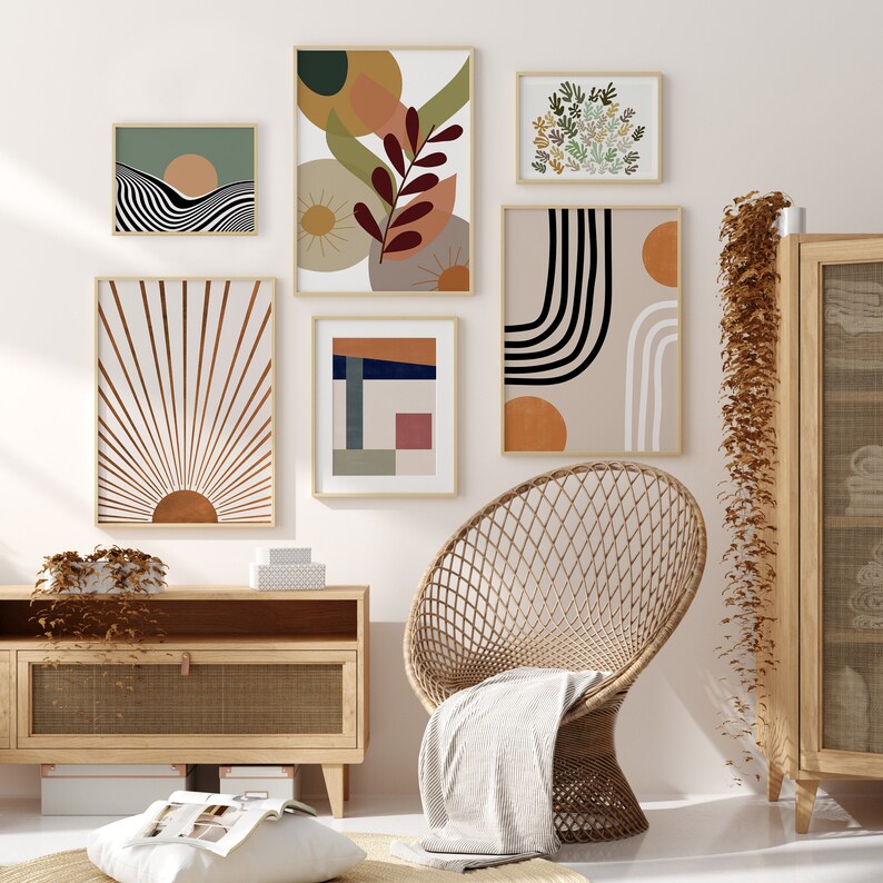 Mid Century Modern Gallery Wall Abstract Set of 6 Posters Etsy