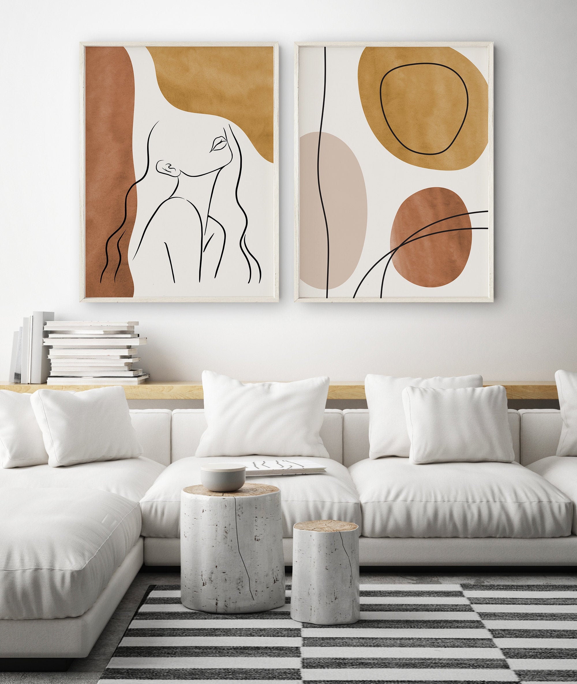 Prints Downloadable Printable Set Of Three Abstract Lines Light Colors 