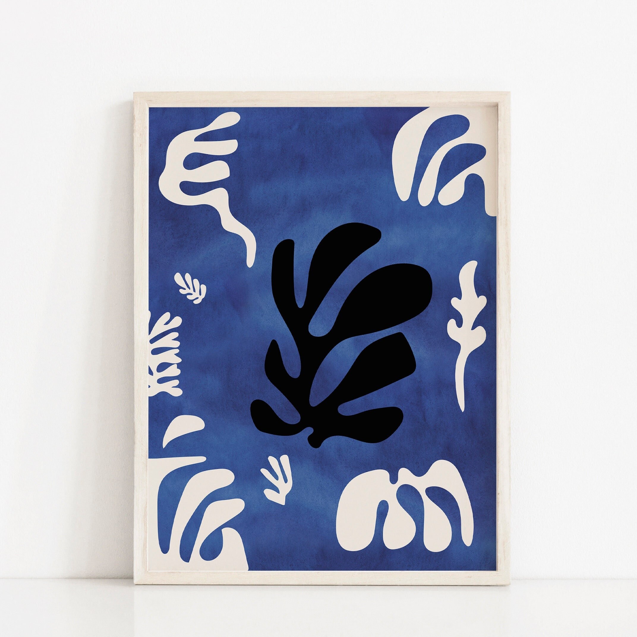 Henri Matisse Cut Outs Print Mid Century Modern Blue Black Wall Art 