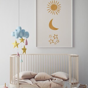 Sun Moon Stars Nursery Art Print: Scandi Boho Decor (digital Download ...