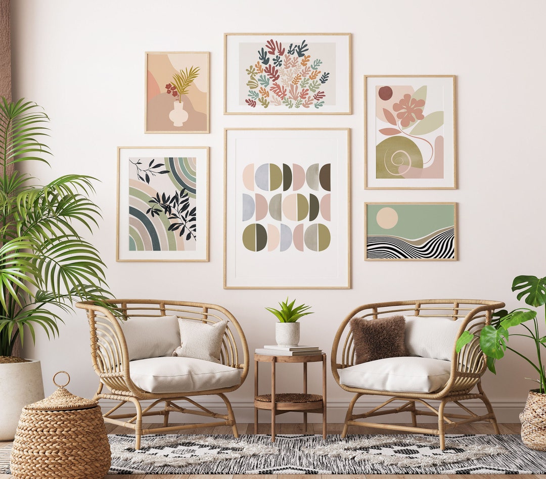 Mid Century Modern Gallery Wall: Abstract Botanical Art Prints (set of ...