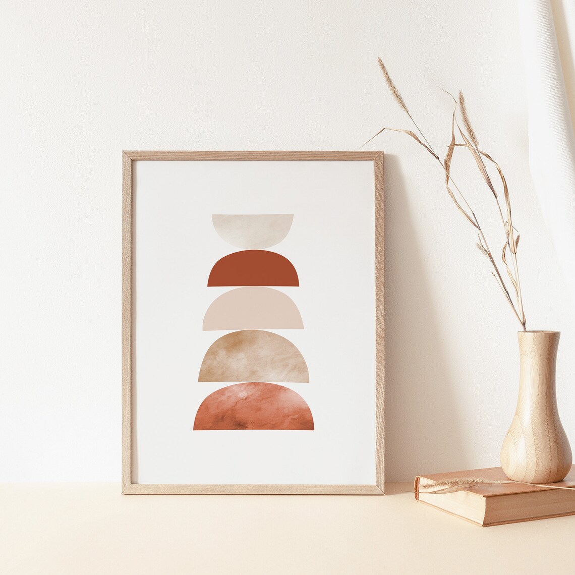 Mid Century Modern Terracotta Art Prints: Geometric Gallery Wall Set ...