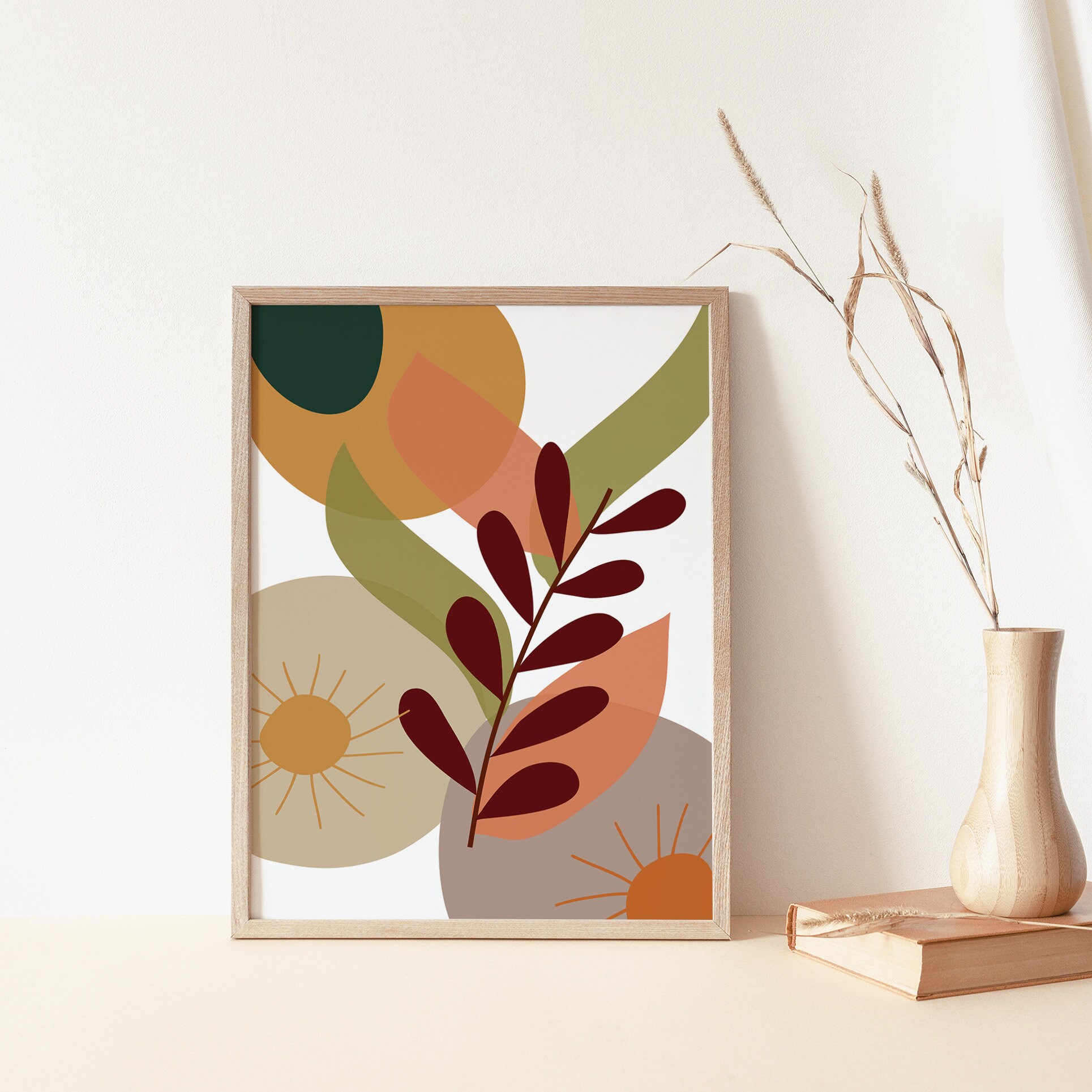 Abstract Geometric Autumn Colors Printable Art Mid Century | Etsy