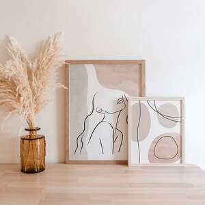 Line Art Woman Printable Wall Decor Set of 2 Prints, Line Art Face Nude ...