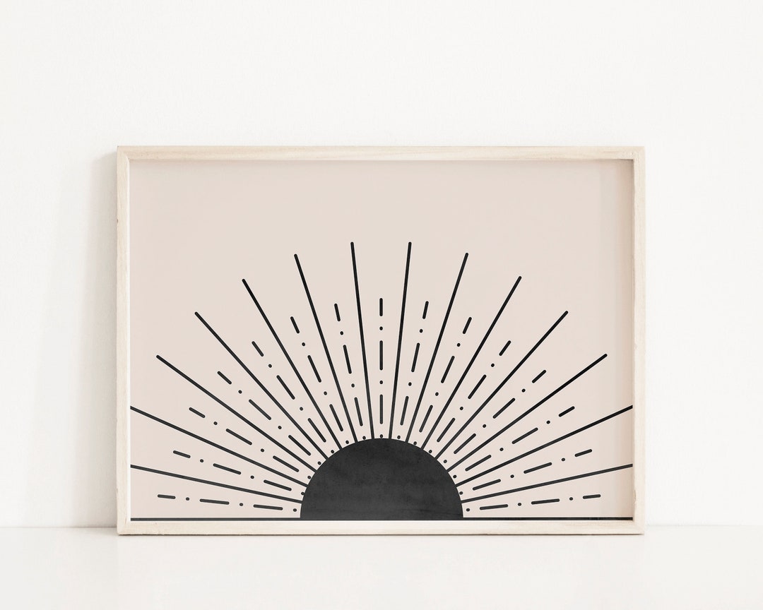 Mid Century Modern Printable Art Wall Decor, Abstract Sun Art Print ...