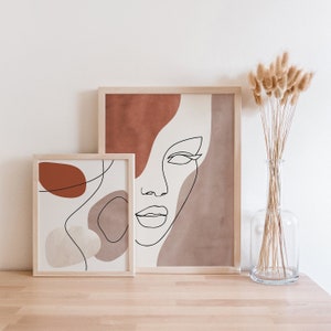 Line Art Woman Printable Wall Decor Set of 2 Prints, Line Art Face ...