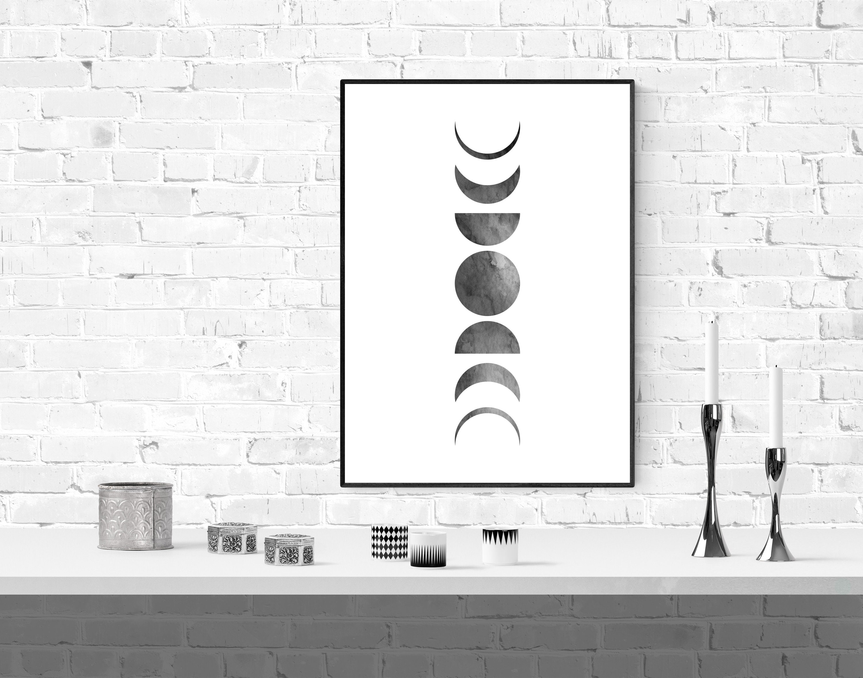 Moon Phases Art Print Boho Decor La Luna Mid Century Modern - Etsy
