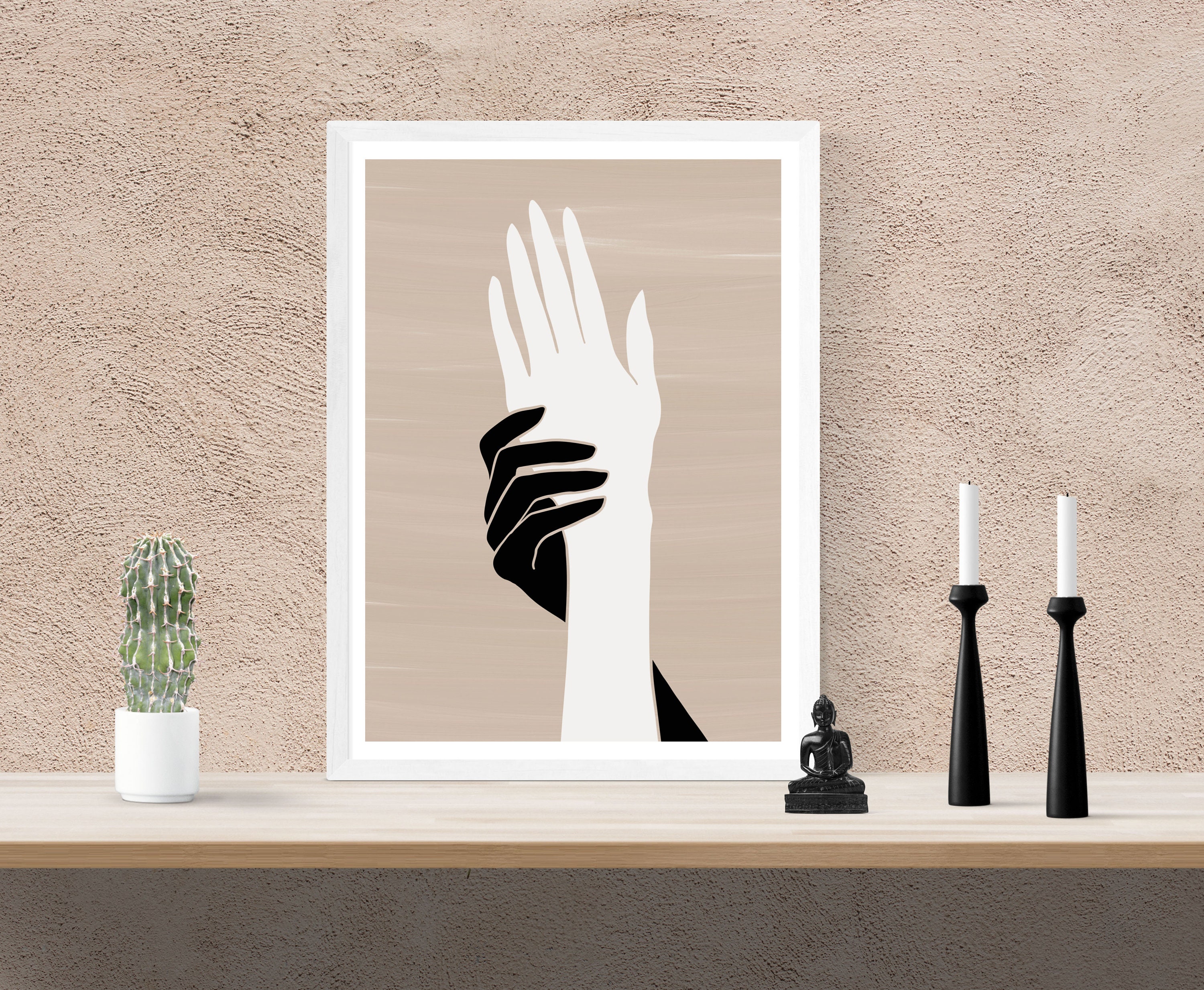 Holding Hands Black & White Couple Printable Art Interracial - Etsy