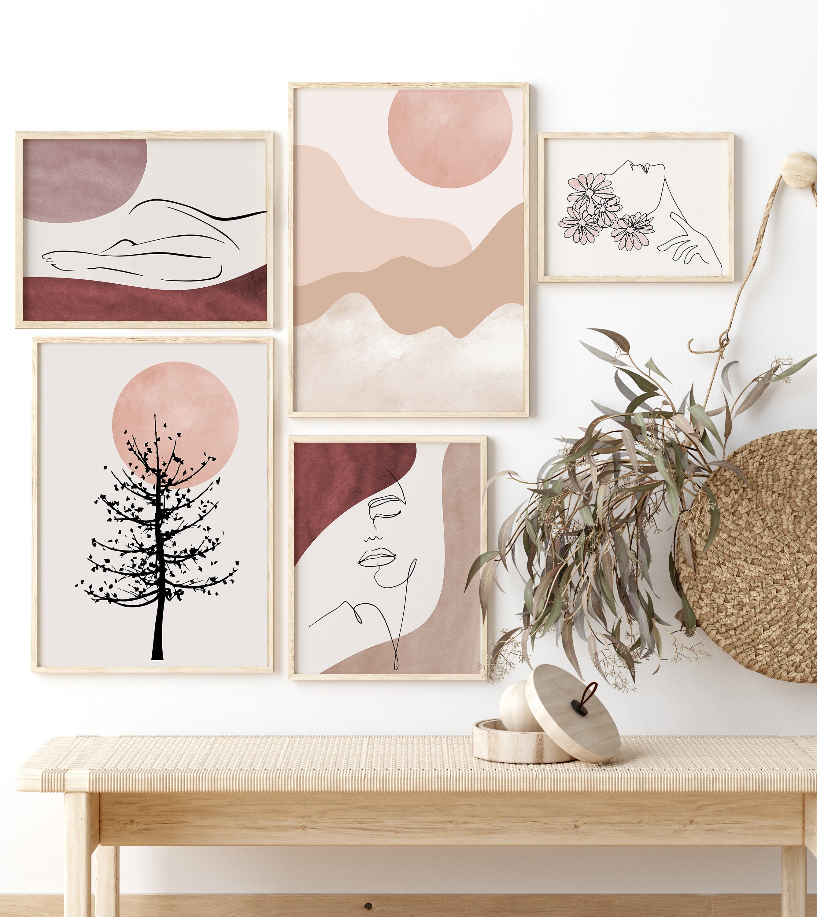 Gallery Wall Neutral Colors Bohemian Decor Art Printable Set Etsy