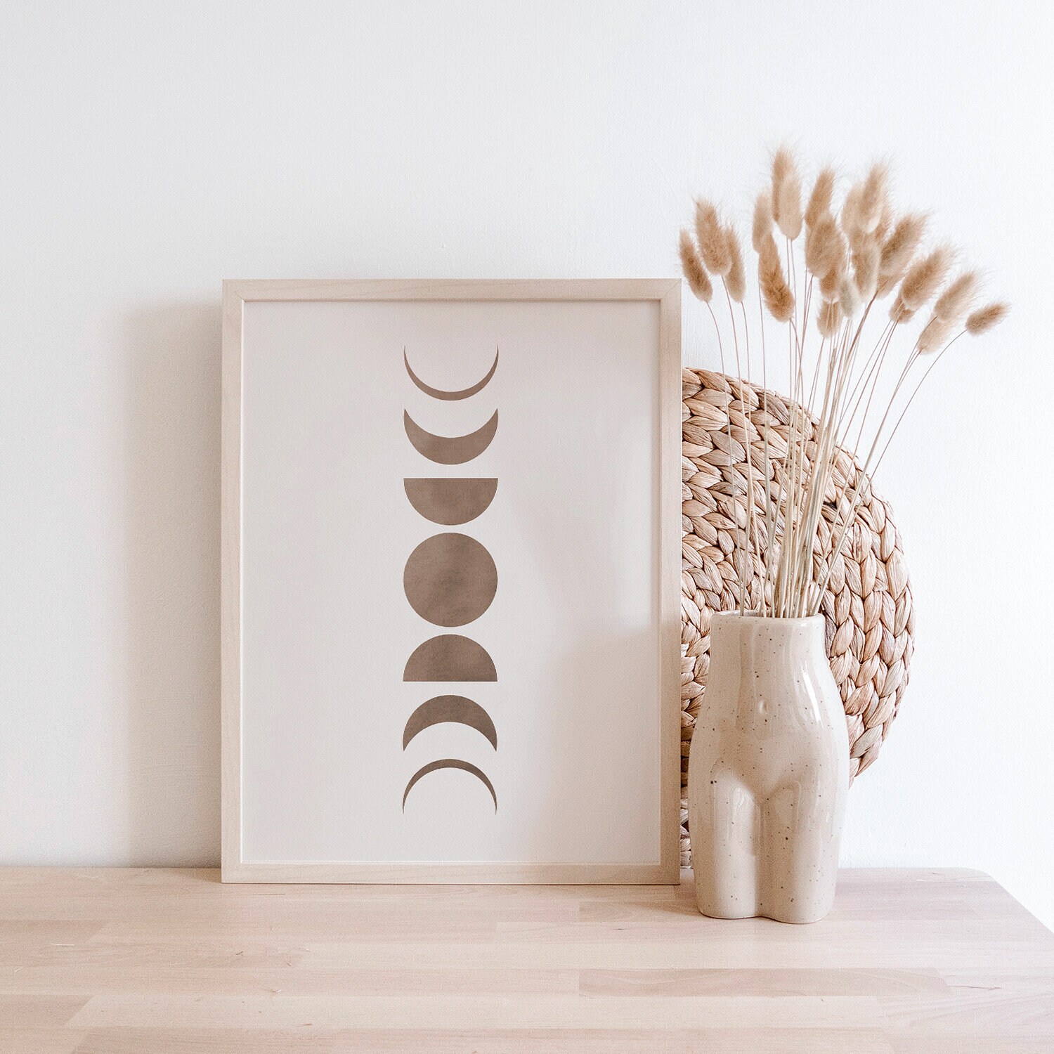 Moon Phases Art Print Boho Decor La Luna Mid Century Modern | Etsy