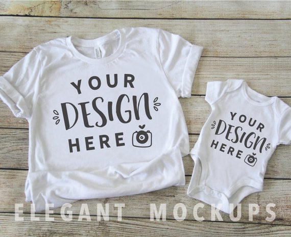 Download Mommy Me White Outfit Mockup Mock Up Onesies Baby Boy Girl Etsy